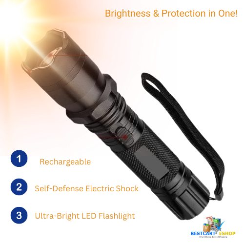 Security Torch 288 rechargeable tactical flashlight with adjustable zoom head and wrist strap