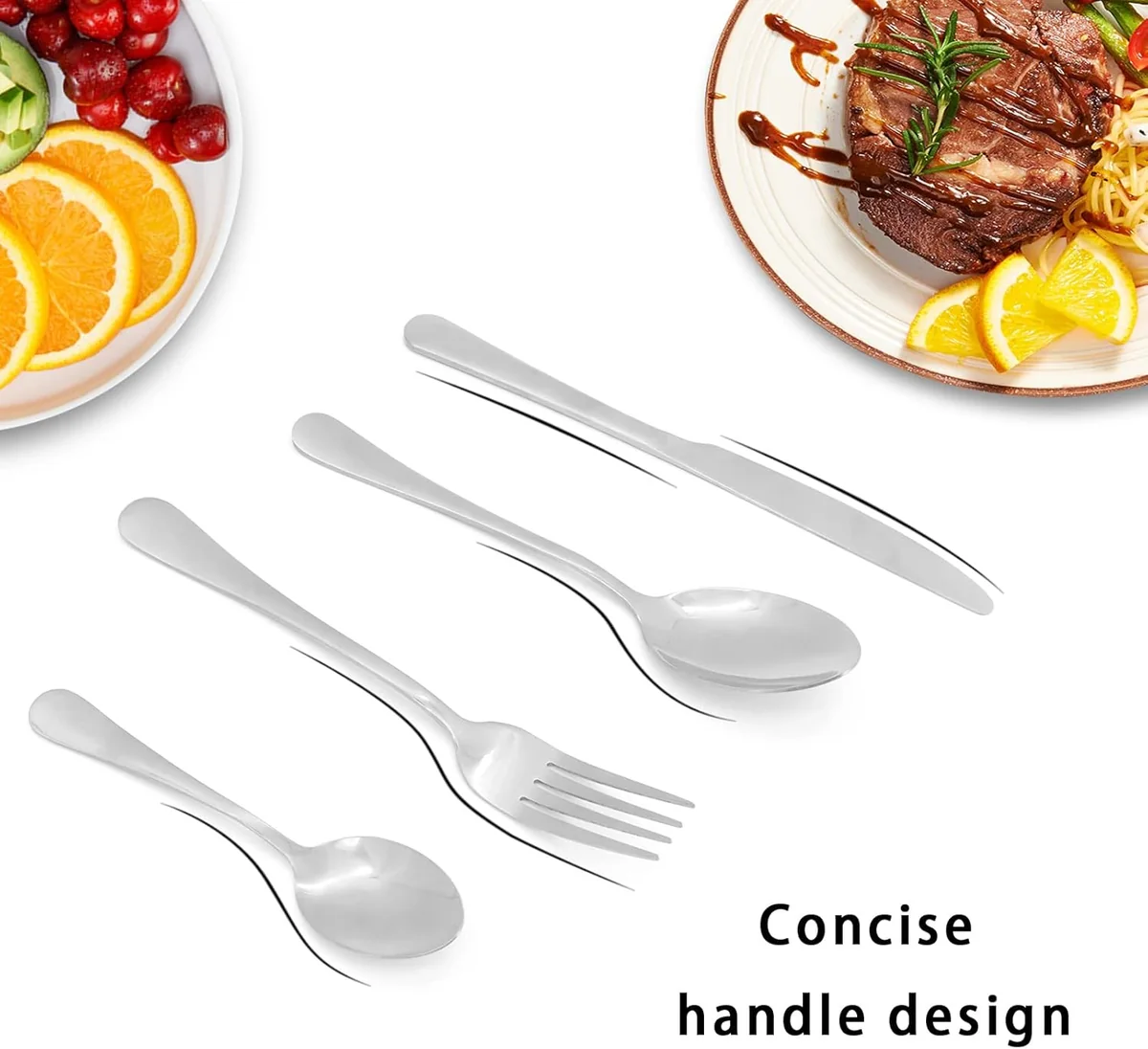 Close-up of the cutlery showing the concise ergonomic handle design