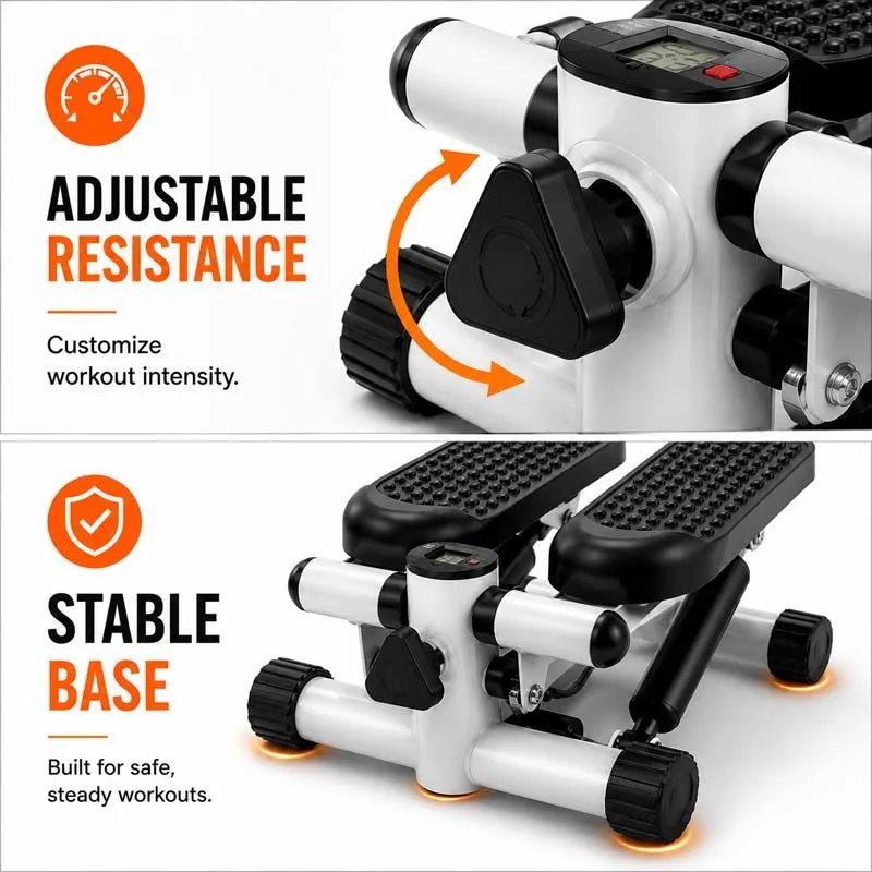 Adjustable stride height mini stepper